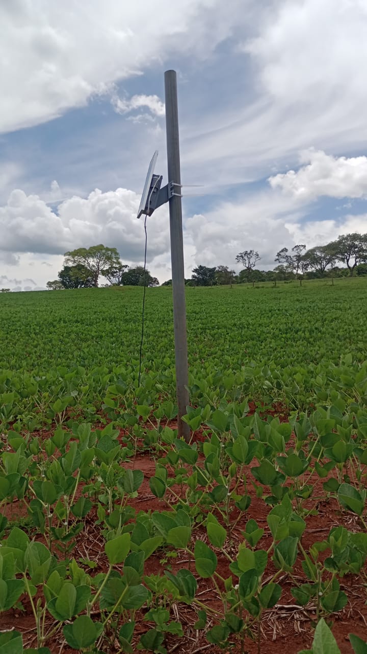 AI agricultural monitoring sensor installed in the field